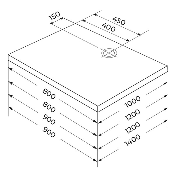 Alterna receveur de douche design 2 rectangulaire ultraplat 120x90 – dimensions produit - 7939236 - Dimension 1